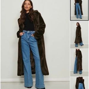 NA-KD Soft Teddy Coat Brown Euro Size 34 Women’s